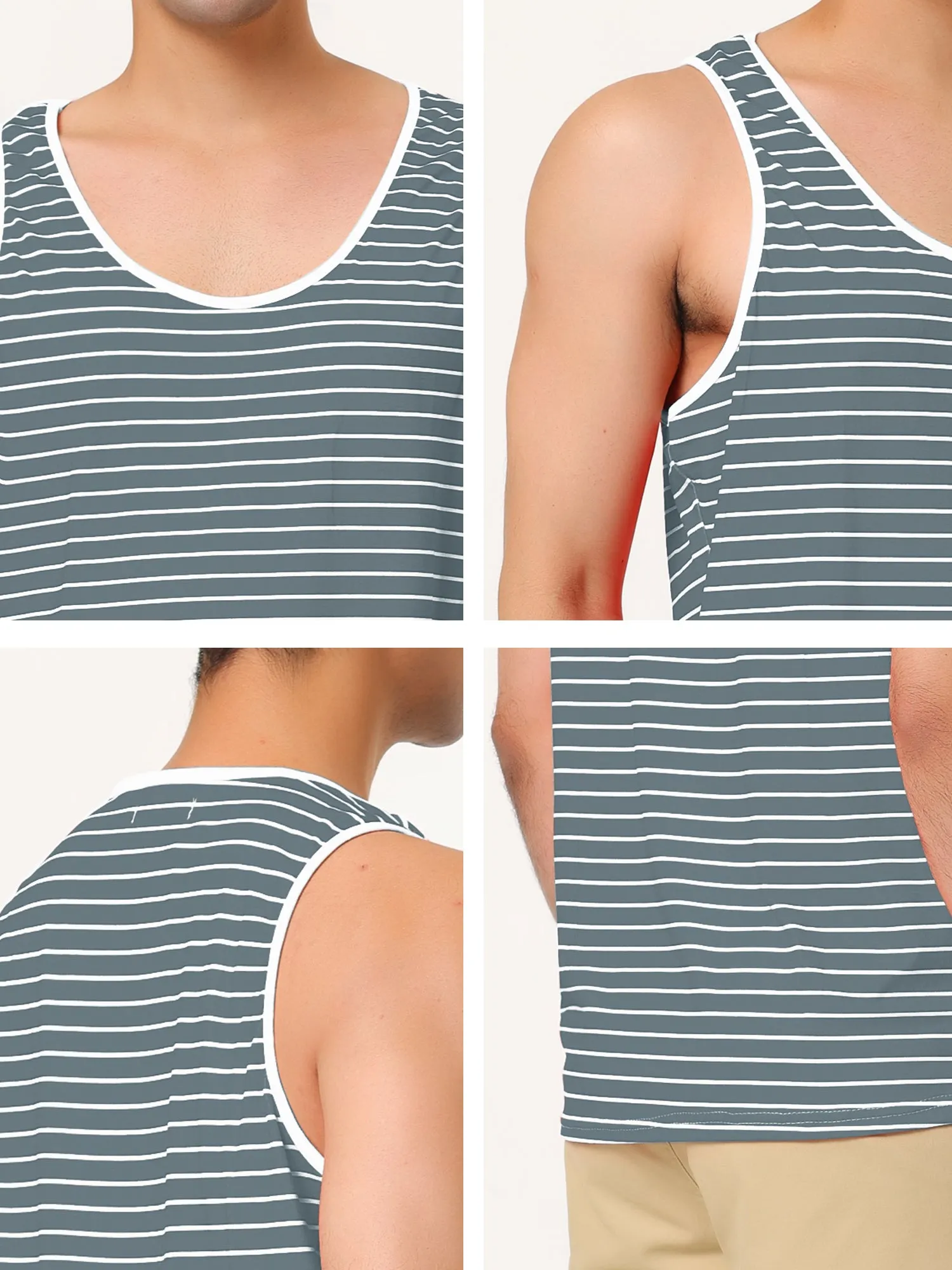Basic Striped Crew Neck Sleeveless Vest Tank Top
