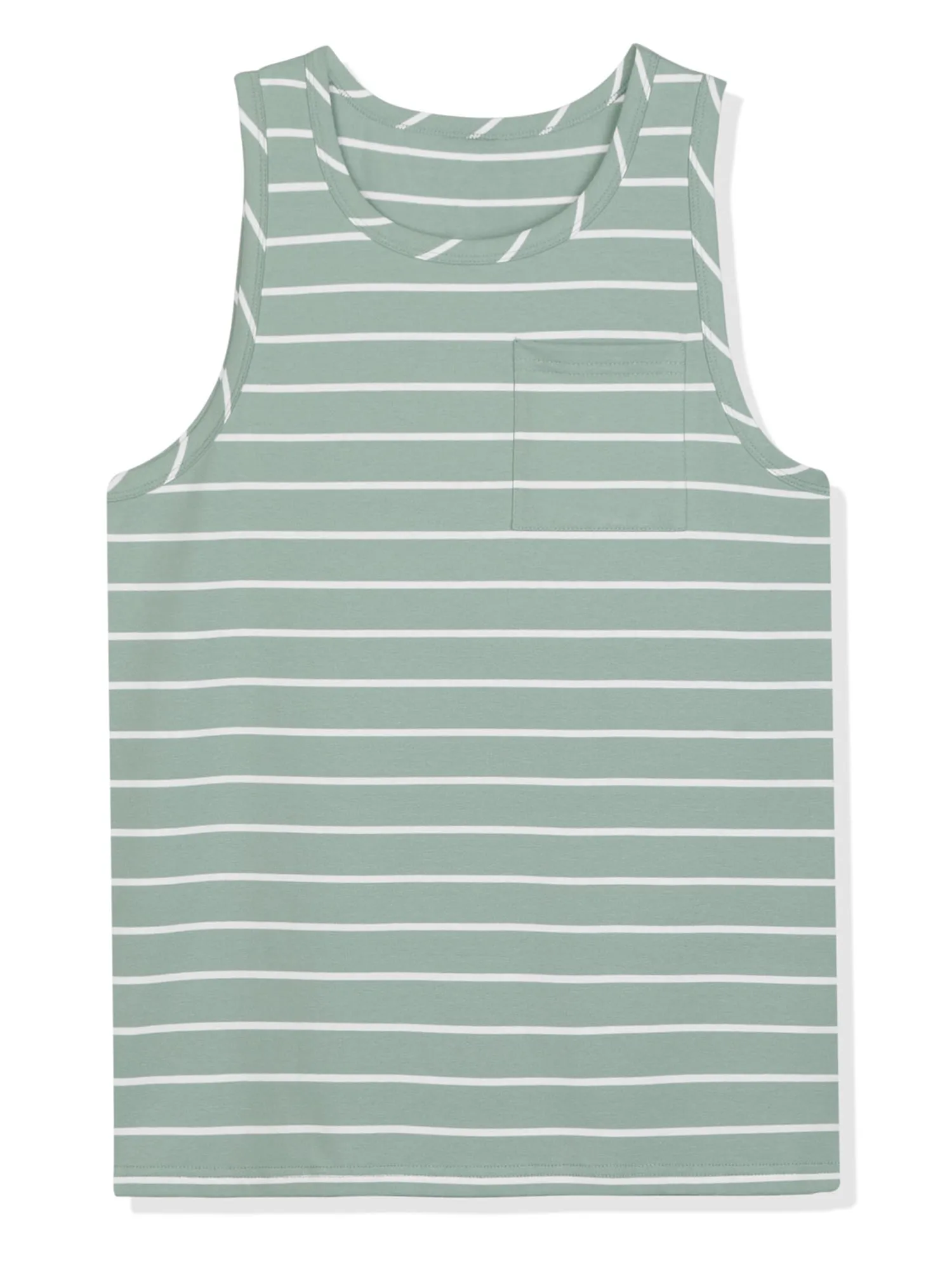 Basic Striped Crew Neck Sleeveless Vest Tank Top