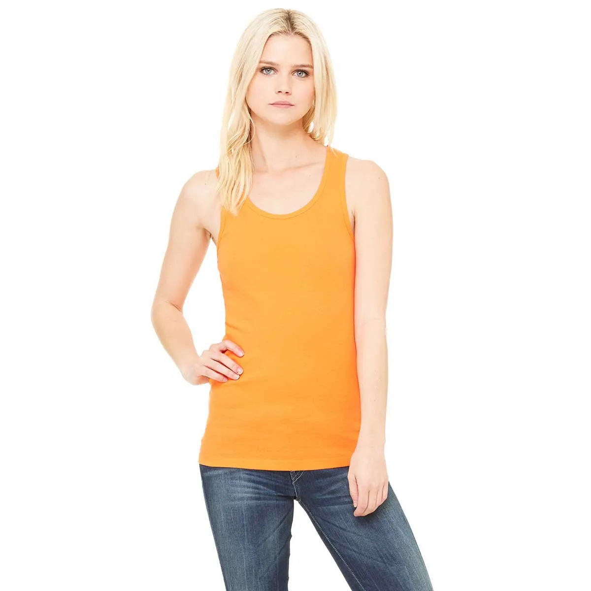 Bella   Canvas Women's Orange Stretch Rib Tank