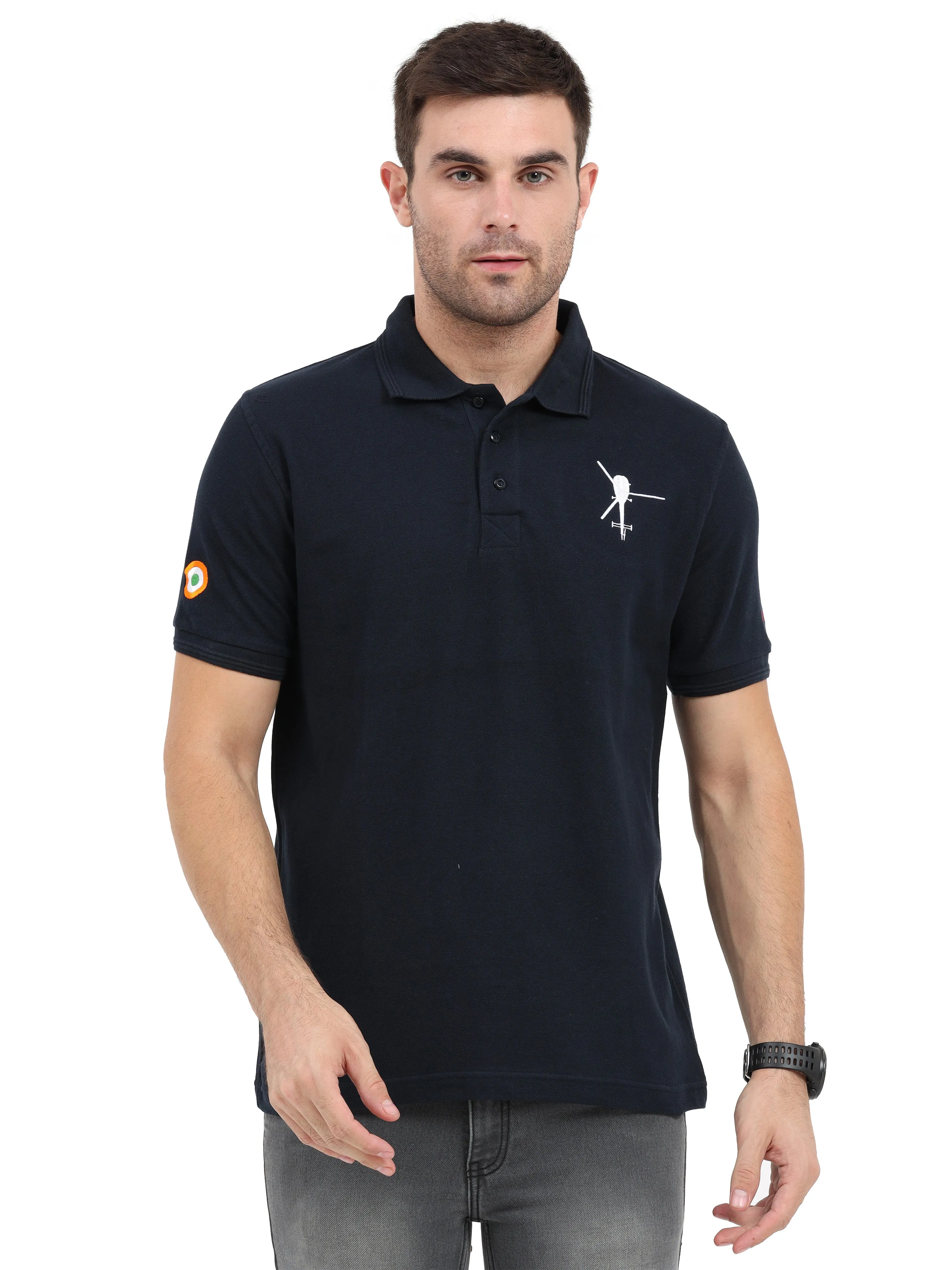 Chetak | Collared Navy Blue T-shirt