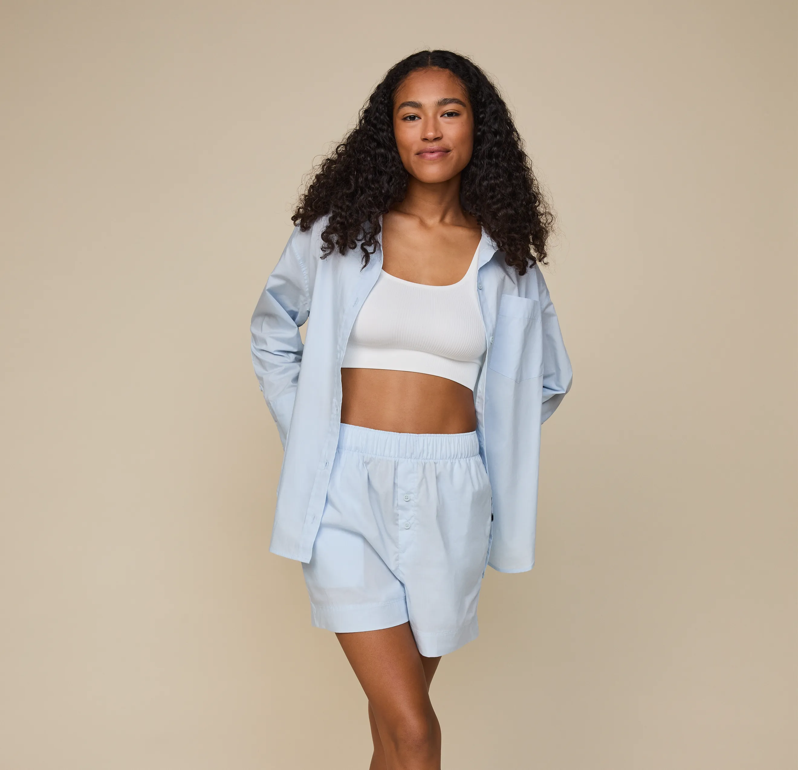 Classic Poplin Pajama Shirt - Ice Blue