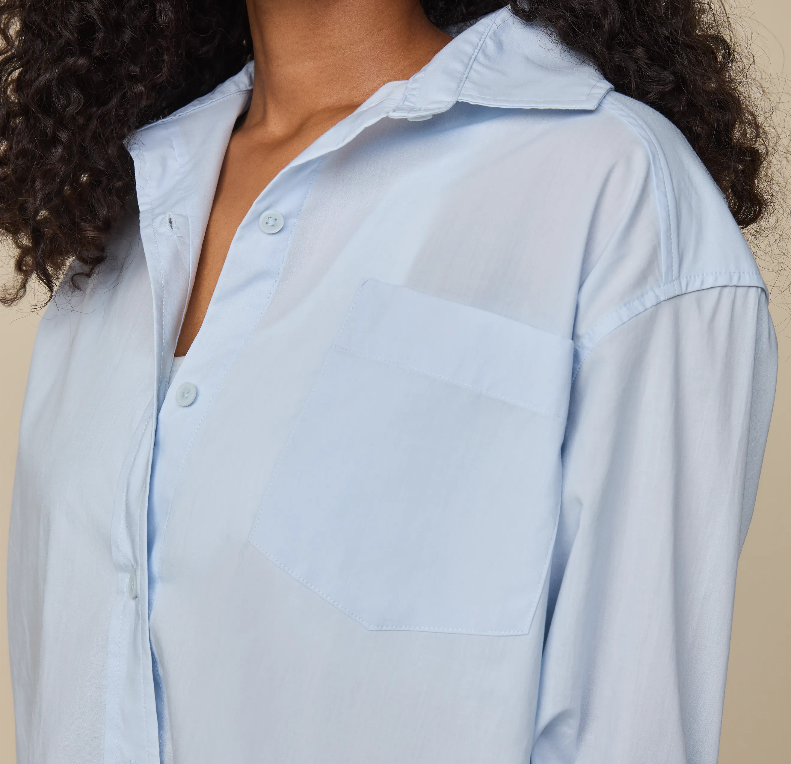 Classic Poplin Pajama Shirt - Ice Blue