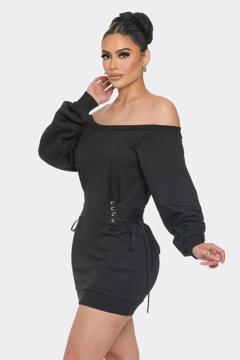 Off-The-Shoulder Black Mini Dress