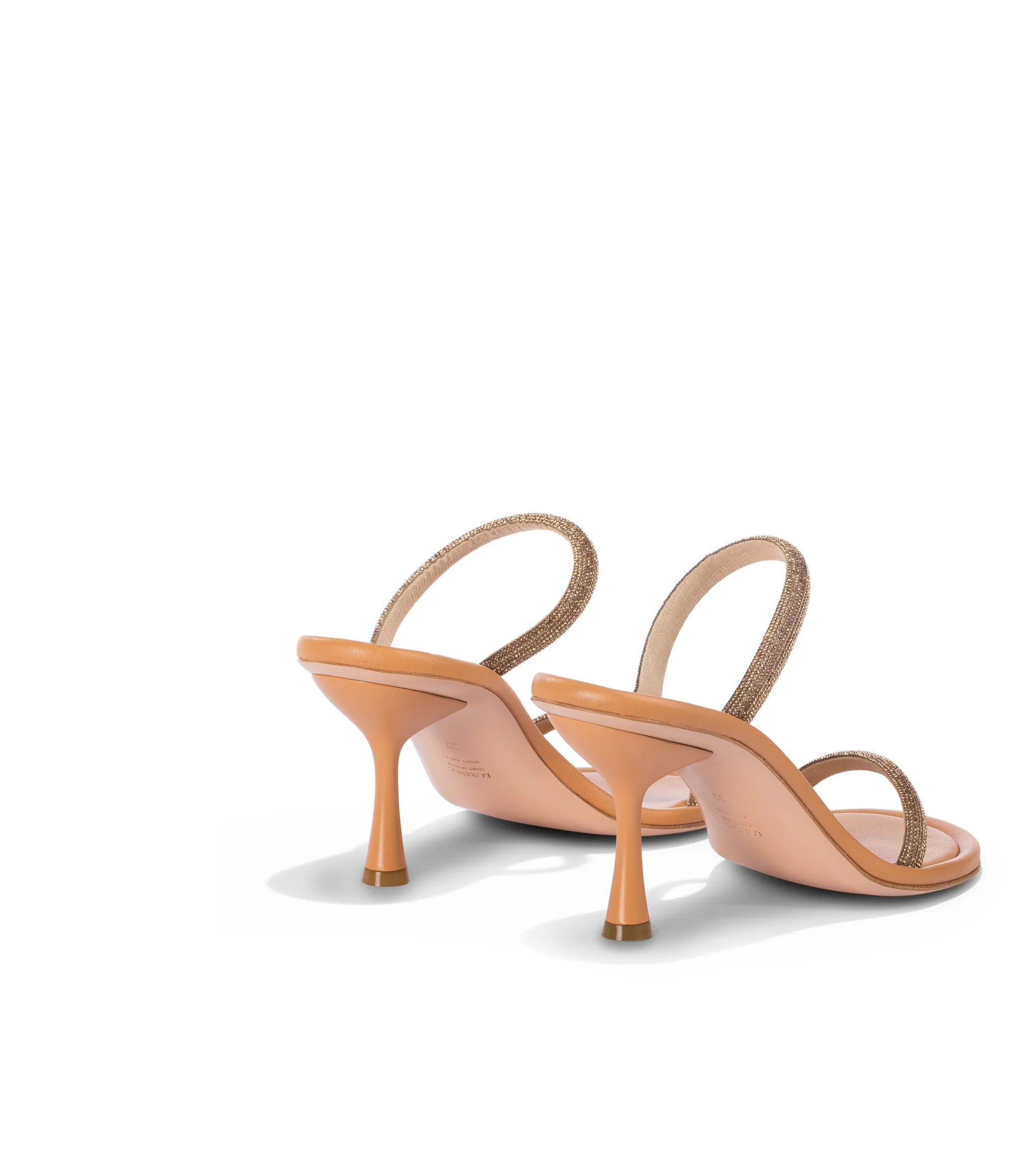 Rhinestones nude napap leather sandals
