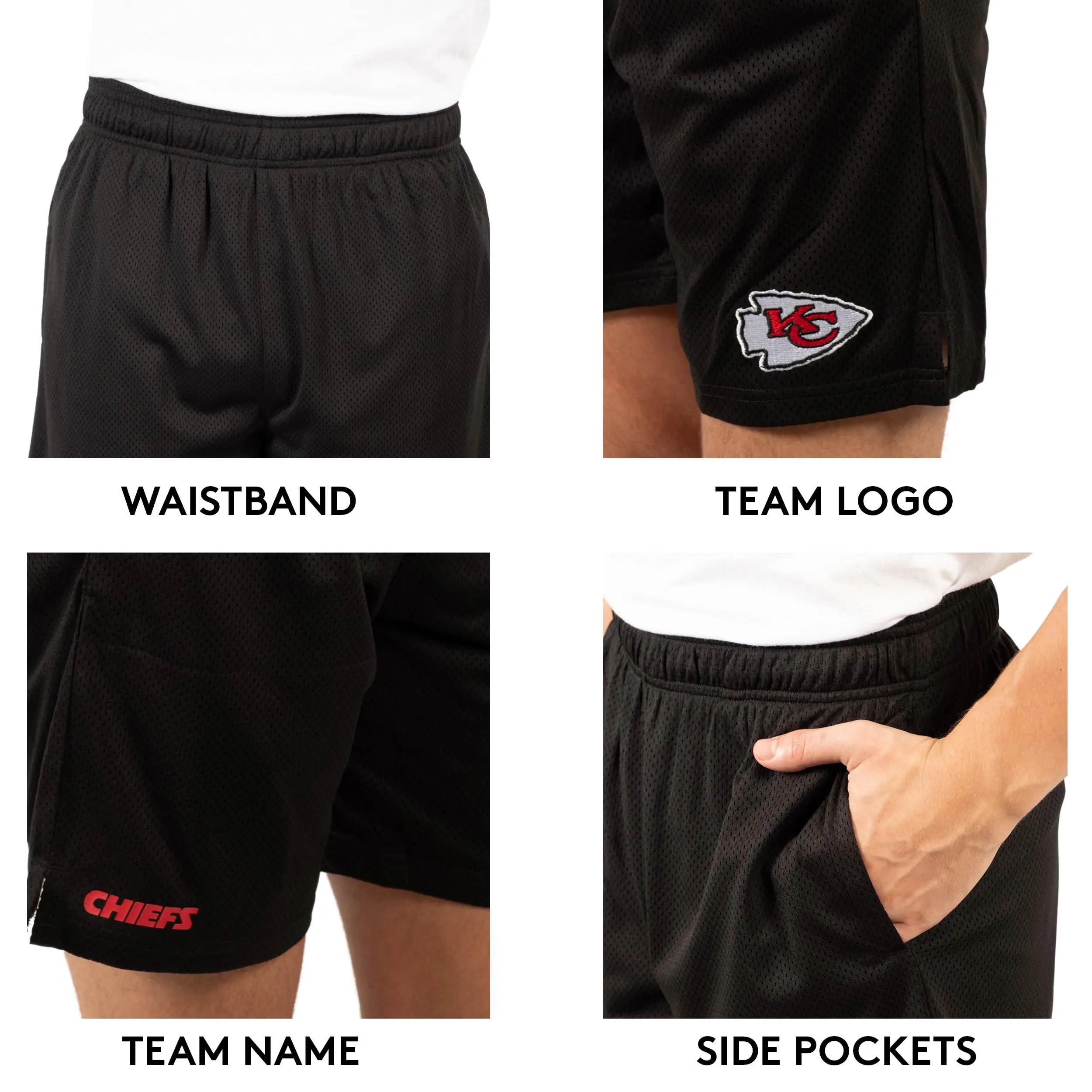 Ultra Game Men's NFL Official Super Soft Soft Mesh Active Training Shorts - Unisex, Kansas City Chiefs|Kansas City Chiefs