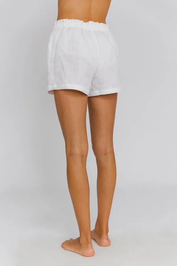Women's linen shorts beige natural - Luana